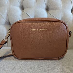 Poppy & Peonies Tan Crossbody Bag